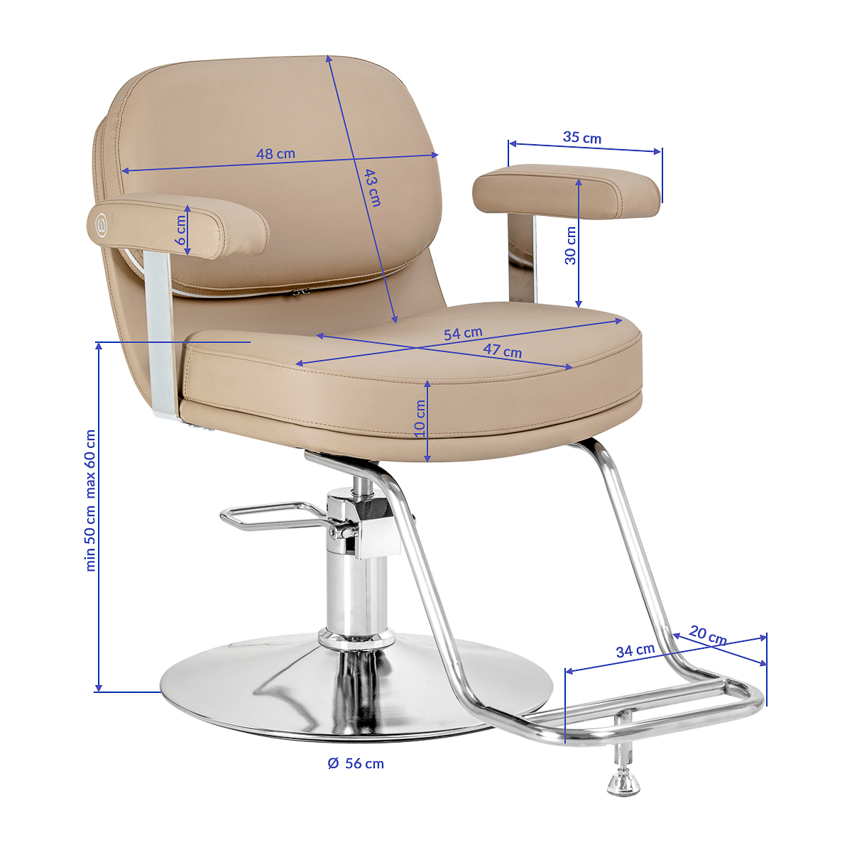 Omega Friseurstuhl Astra beige - hydraulische Höhenverstellung
