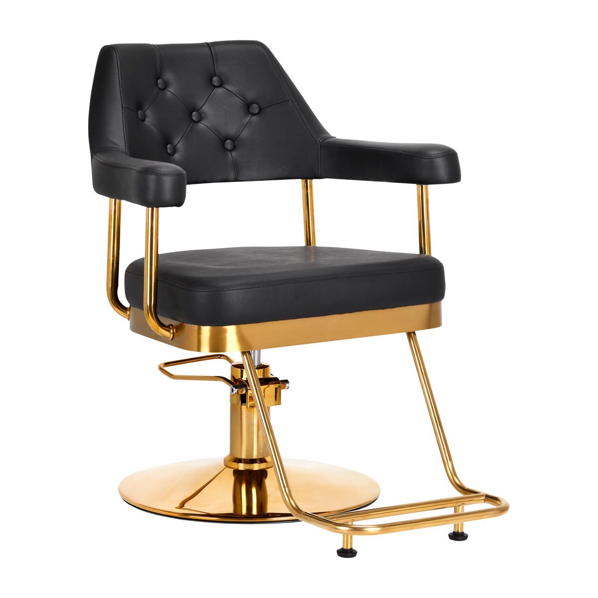Gabbiano Friseurstuhl Granda Gold Schwarz - Premium Friseursessel mit ergonomischem Design