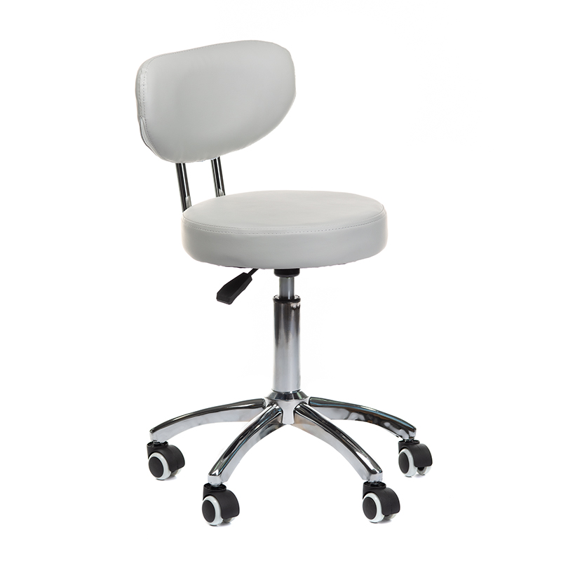 Professioneller Arbeitshocker Grau mit Rückenlehne - Ergonomischer Friseurhocker