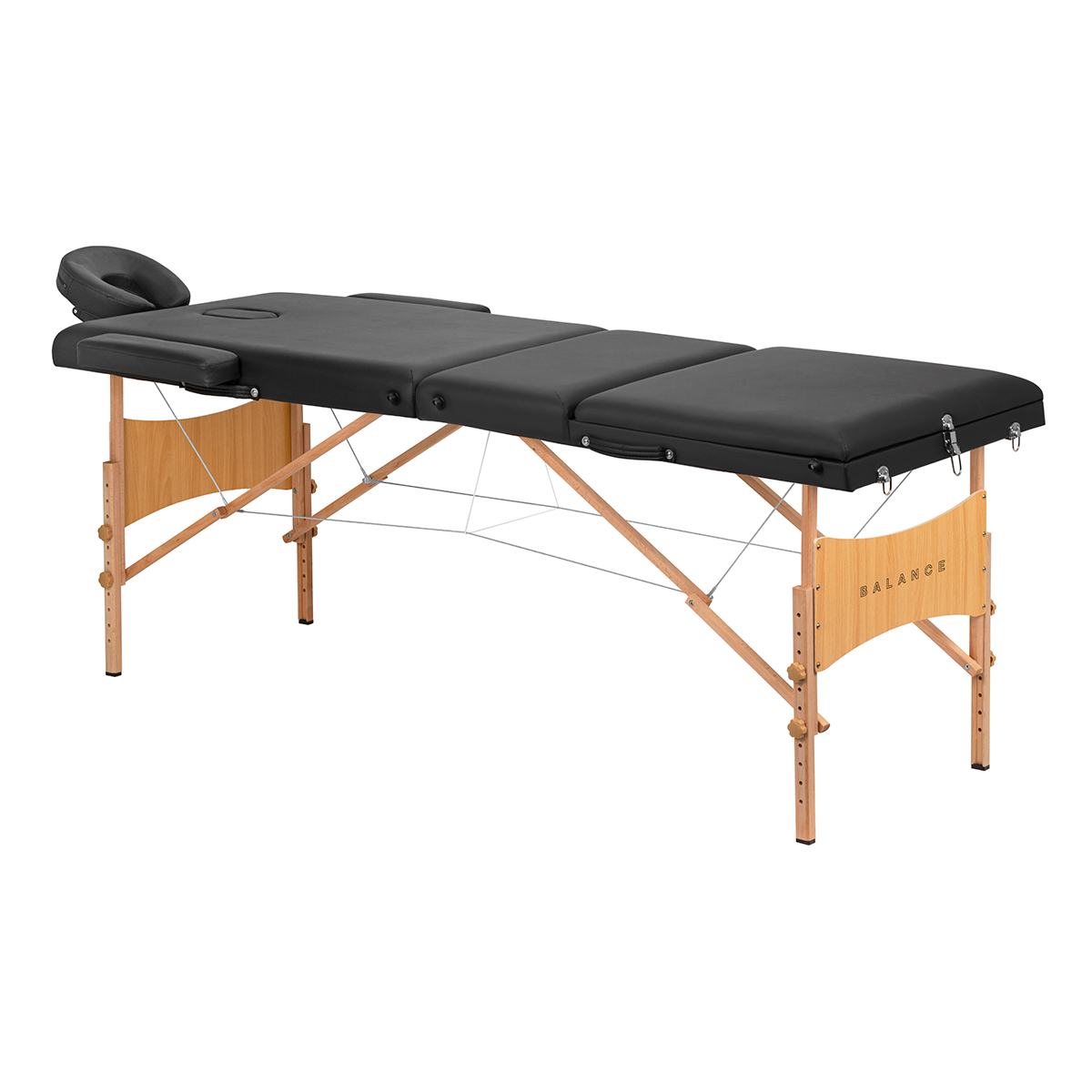 BALANCE Massageliege Holz 3 Segmente Schwarz – klappbar