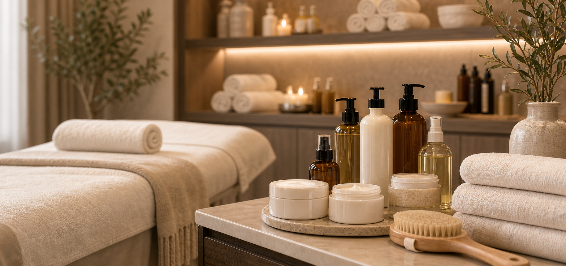 Körperpflege mit Bodylotion, Ölen und Pflegecremes im Spa