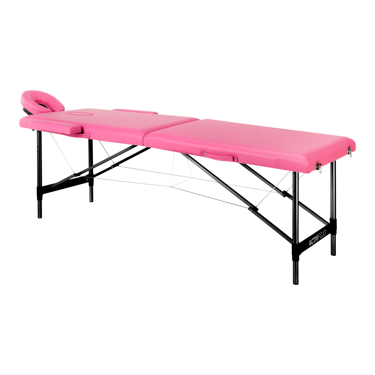 Klappbare Aluminium Massageliege Comfort Activ Fizjo 2-Segmente rosa-schwarz für Therapie und Wellness