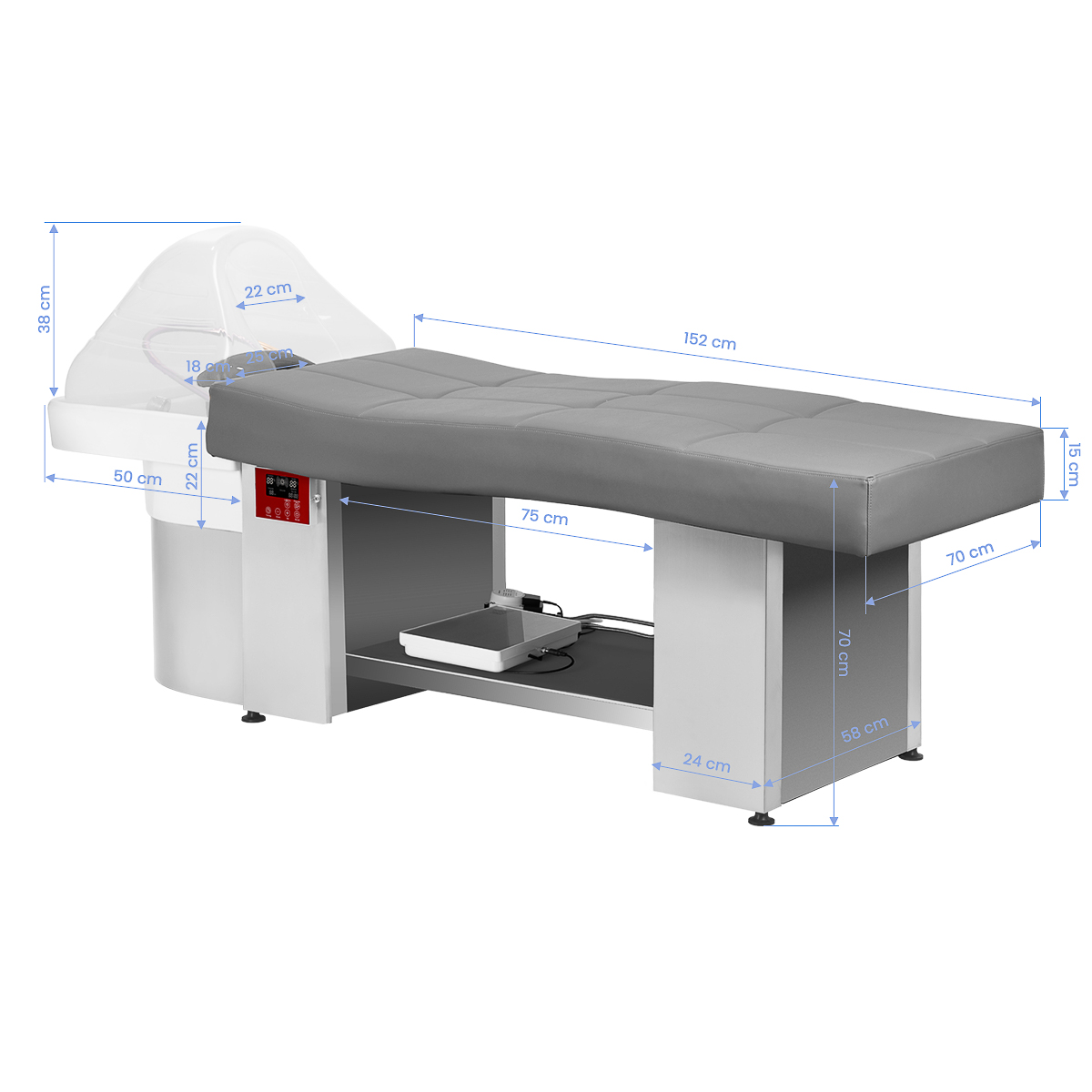 Gabbiano Friseurwaschbecken Liege Head Spa 017 Grau - SPA-Liege
