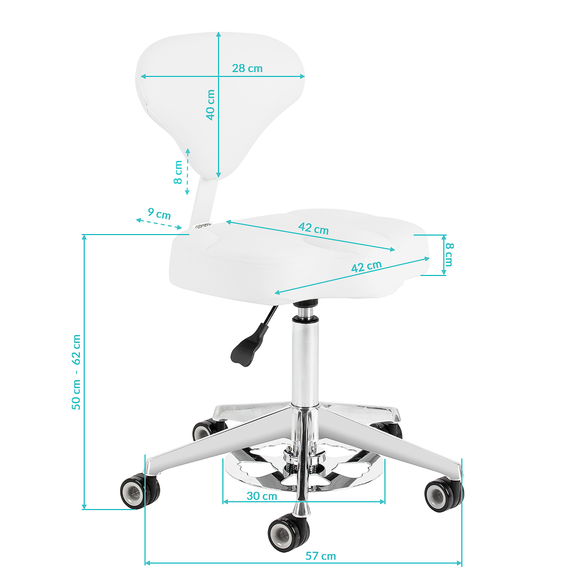 Kosmetikhocker Azzurro 156-F Bump-up Schneeweiß