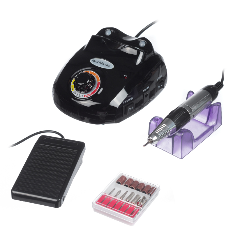 Profi Nagelfräser Set Sprint Premium 45 - Schwarz mit Fußpedal