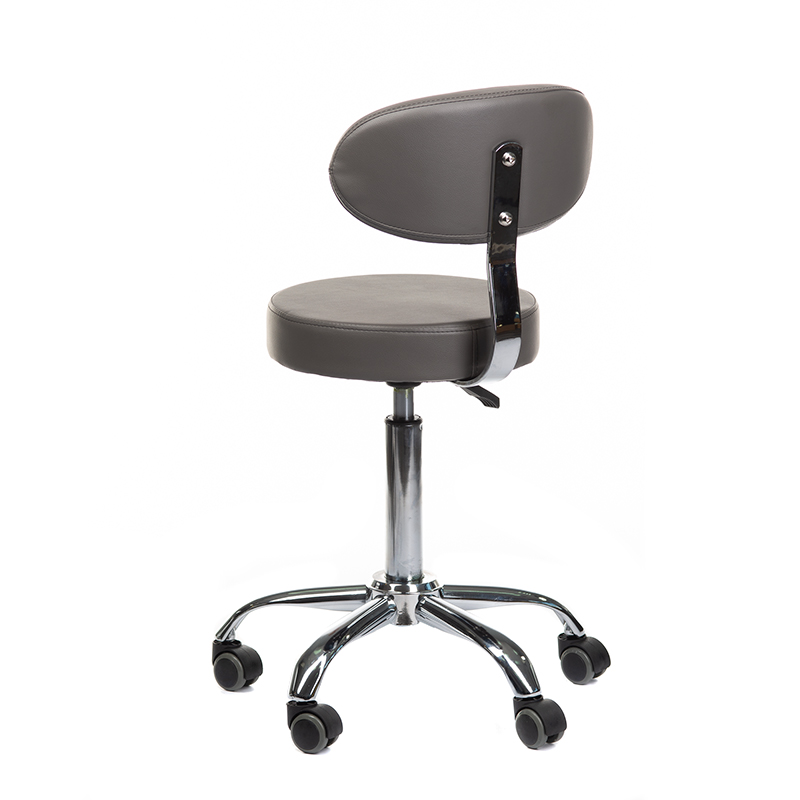 Professional Arbeitshocker mit Rückenlehne Grau - Friseurhocker Salon
