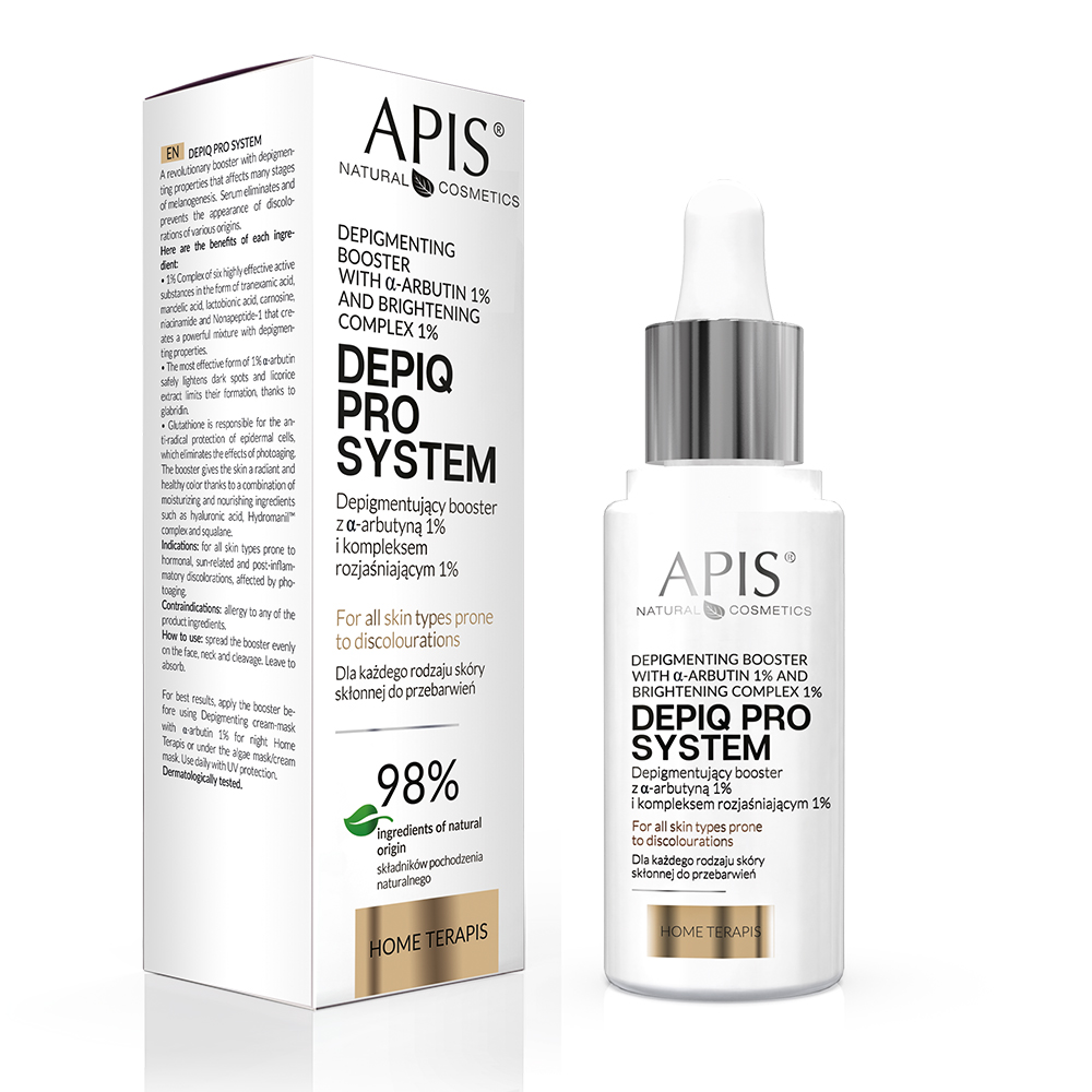 APIS DEPIQ PRO SYSTEM Aufhellungs-Booster mit α-Arbutin & Brightening Complex - Professionelle Depigmentierung 30ml