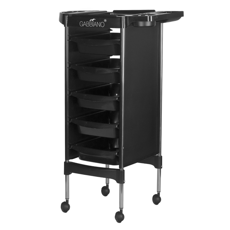 Gabbiano Friseurwagen FX11-5 Schwarz - Professioneller Salon Trolley