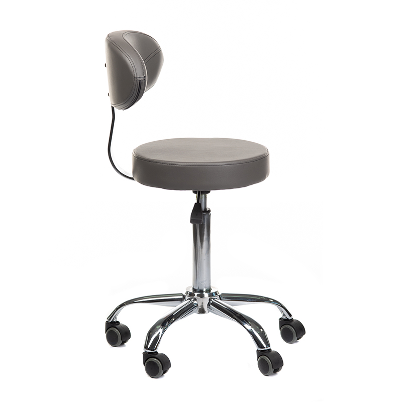 Professional Arbeitshocker mit Rückenlehne Grau - Friseurhocker Salon