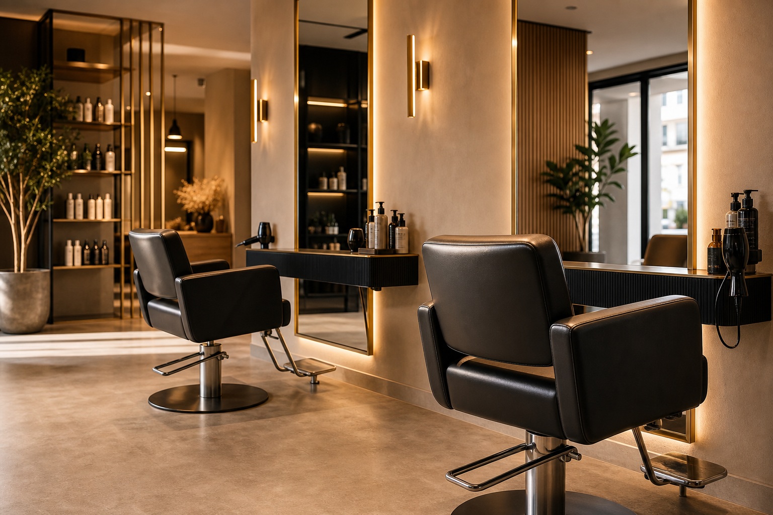 Friseurstühle in einem professionellen Salon
